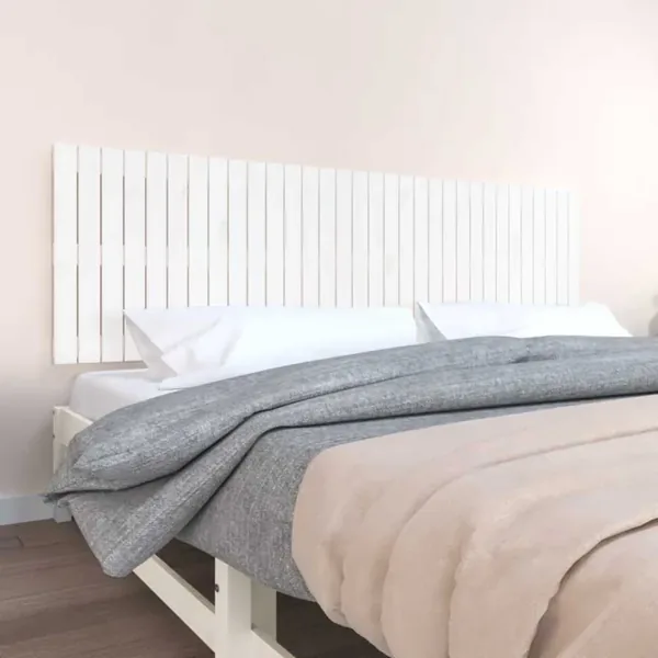 Tête de lit murale Blanc 204x3x60 cm Bois massif de pin