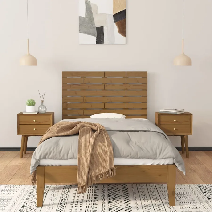 Tête de lit murale Marron miel 96x3x63 cm Bois massif de pin - 3