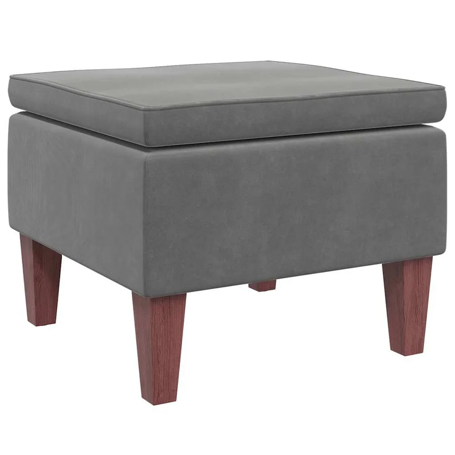 Tabouret avec pieds en bois Gris foncé Velours - 4