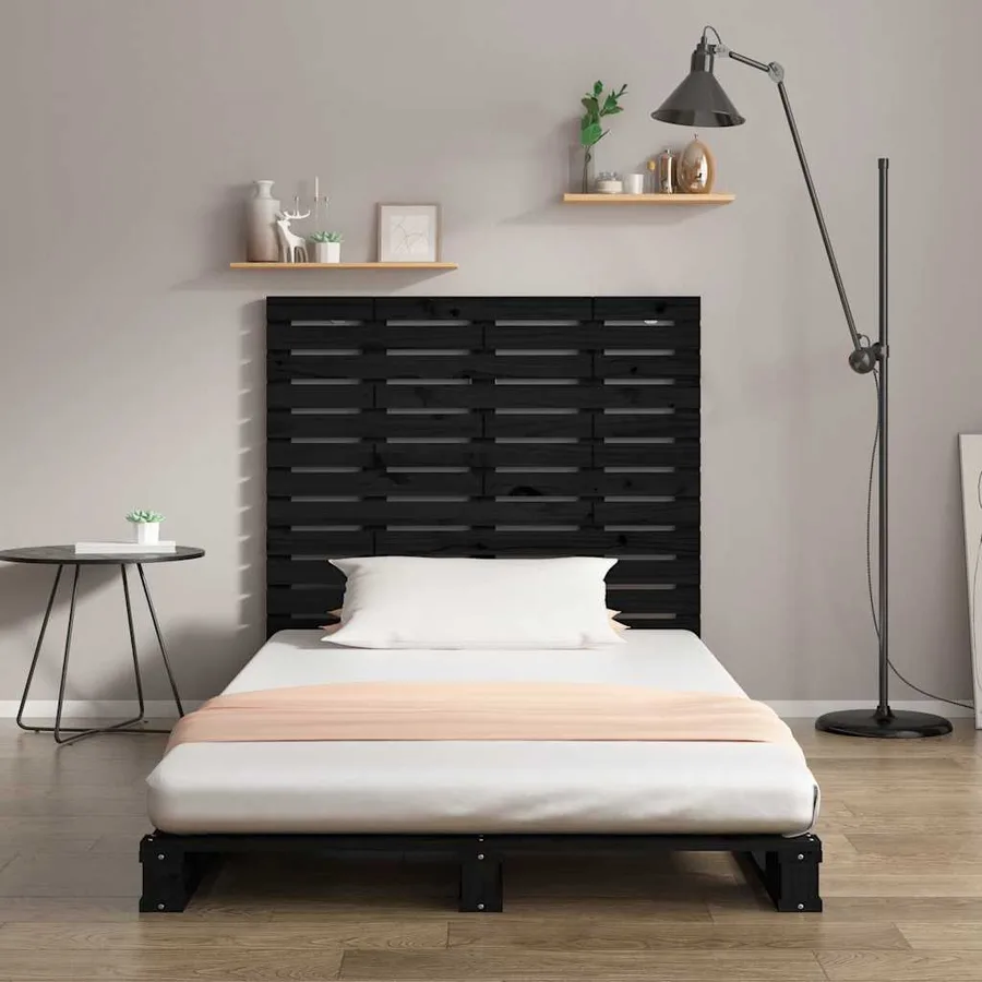 Tête de lit murale Noir 96x3x91,5 cm Bois massif de pin - 3
