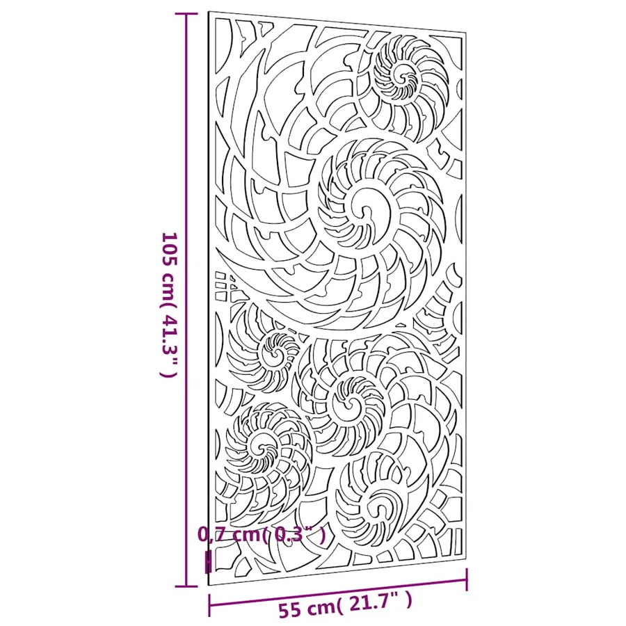 Décoration murale de jardin 105x55 cm acier corten design coque - 9