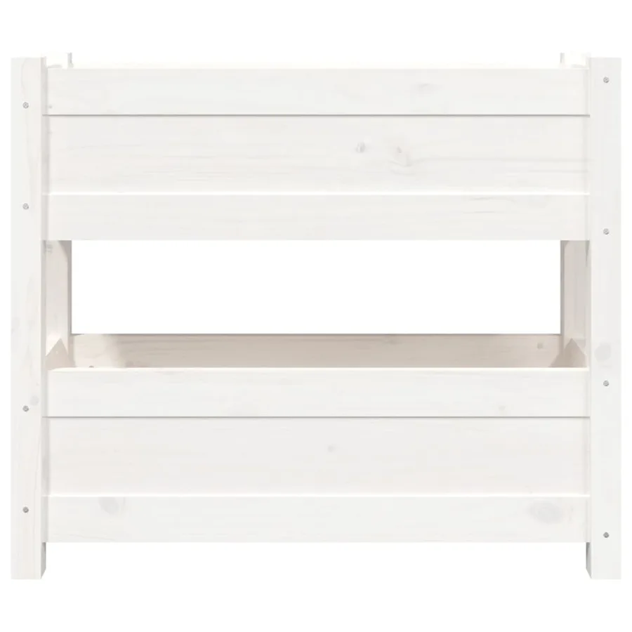 Jardinière Blanc 77x25x66 cm Bois massif de pin - 5