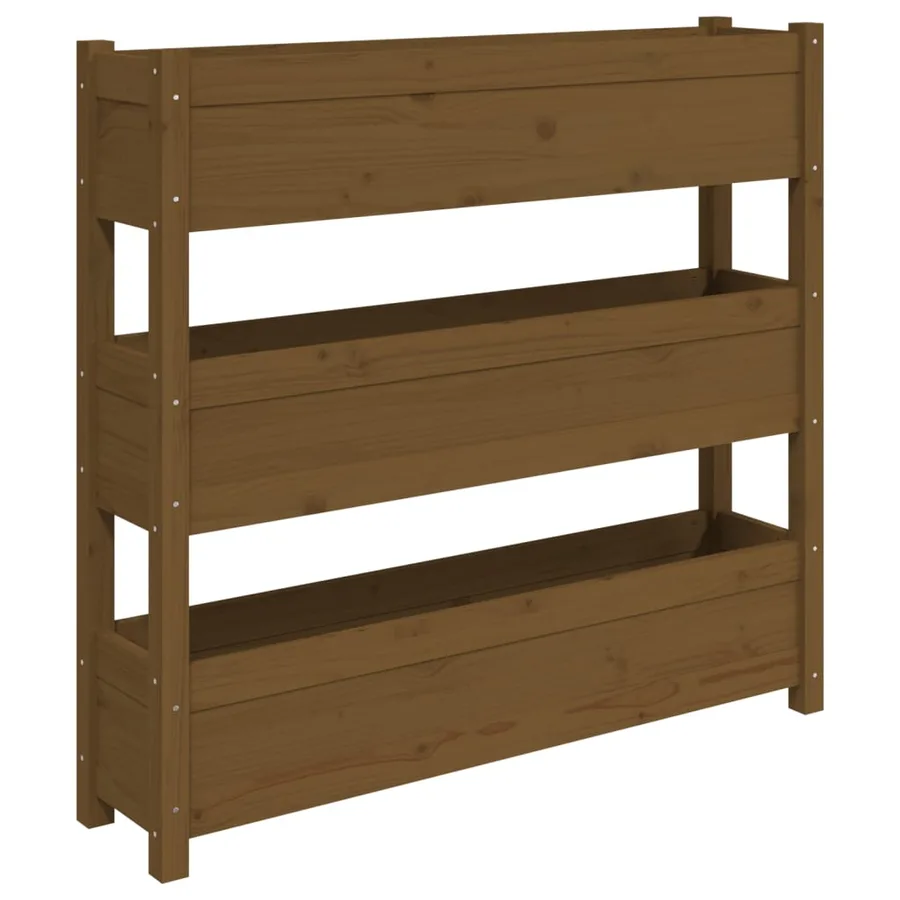 Jardinière Marron miel 112x25x104,5 cm Bois massif de pin - 2