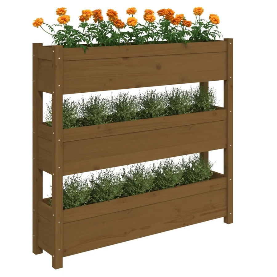 Jardinière Marron miel 112x25x104,5 cm Bois massif de pin - 4