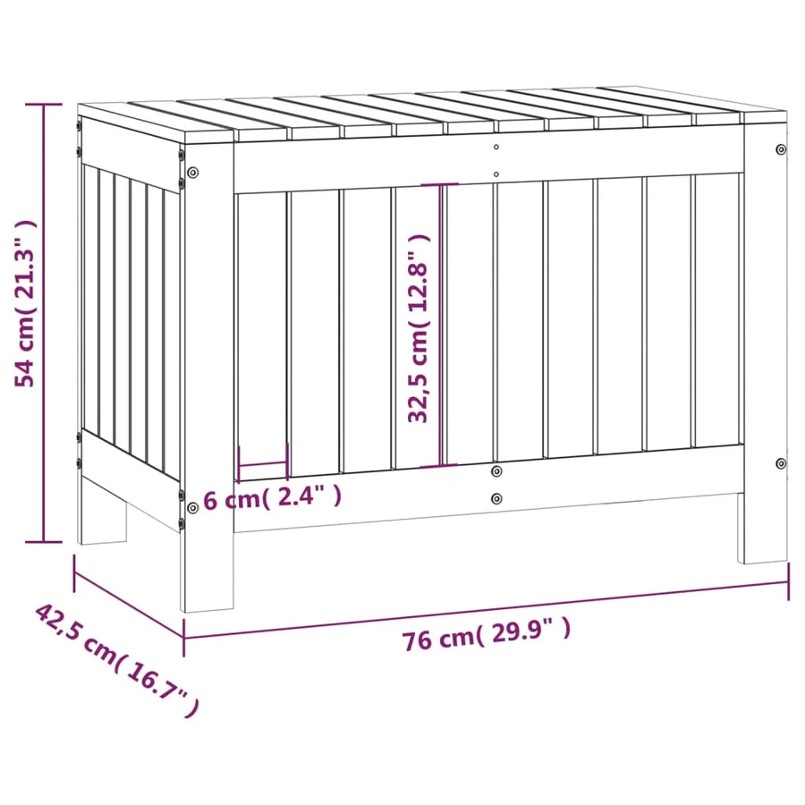 Boîte de rangement de jardin Noir 76x42,5x54 cm Bois massif pin - 10