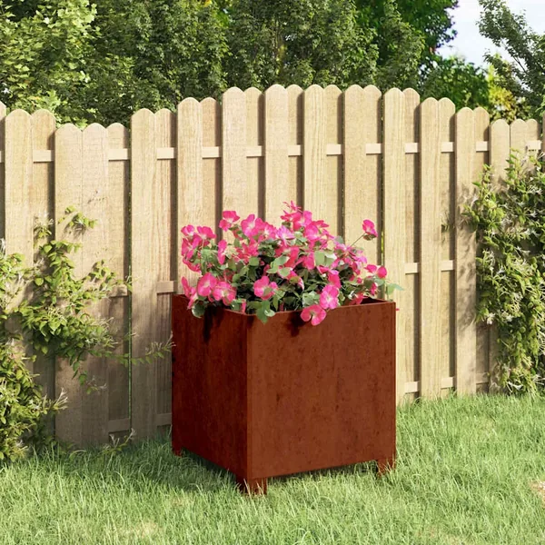 Jardinière avec pieds Rouillé 30x30x30 cm Acier corten