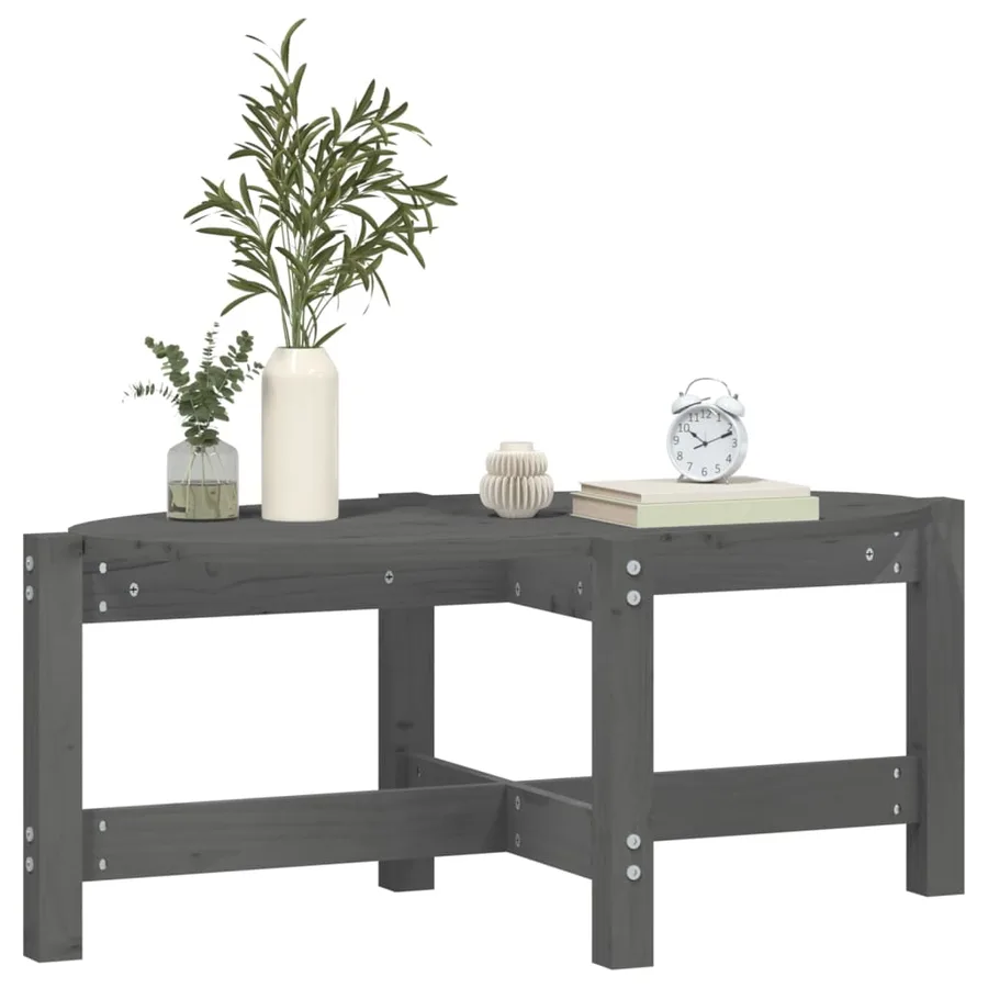 Table basse Gris 87x48x35 cm Bois massif de pin - 4