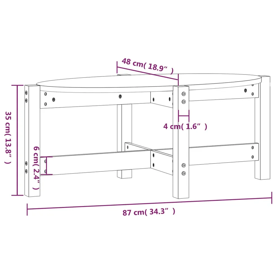 Table basse Gris 87x48x35 cm Bois massif de pin - 8