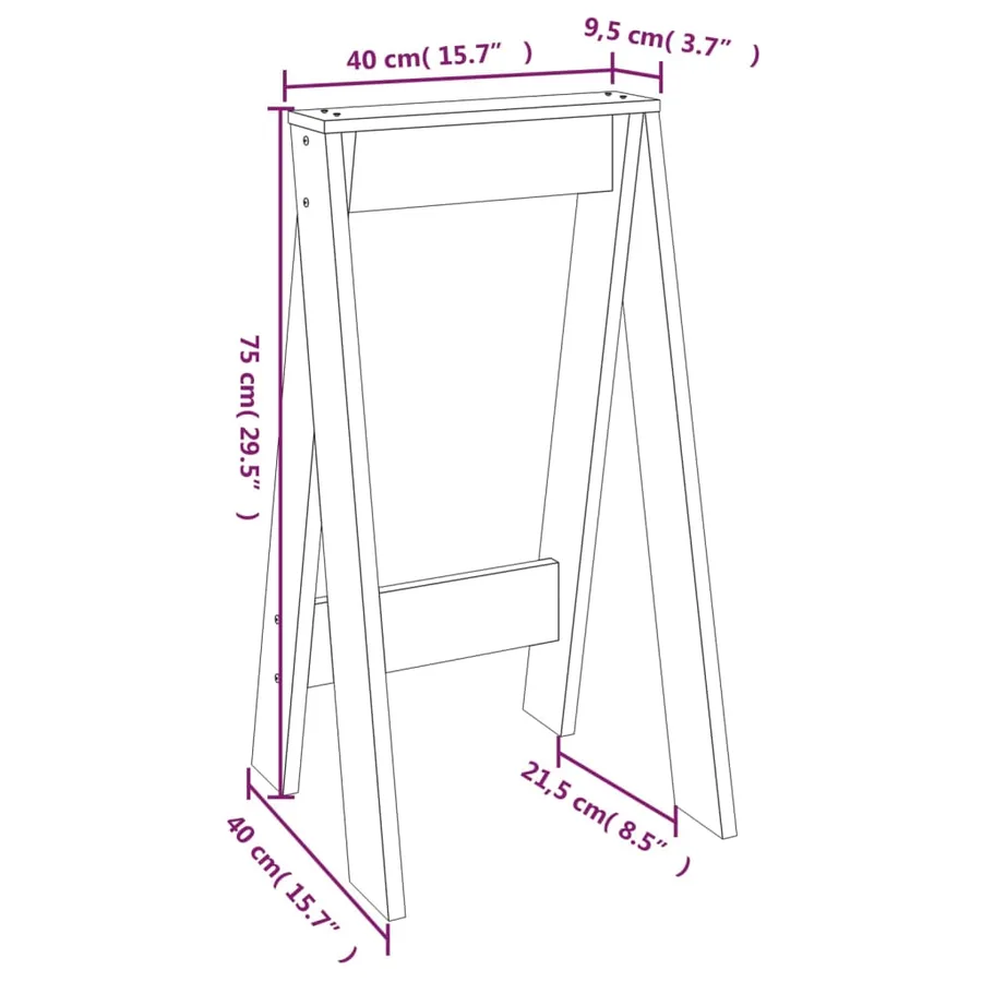 Tabourets 2 pcs Gris 40x40x75 cm Bois massif de pin - 9