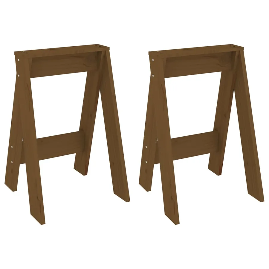 Tabourets lot de 2 marron miel 40x40x60 cm bois massif de pin - 2