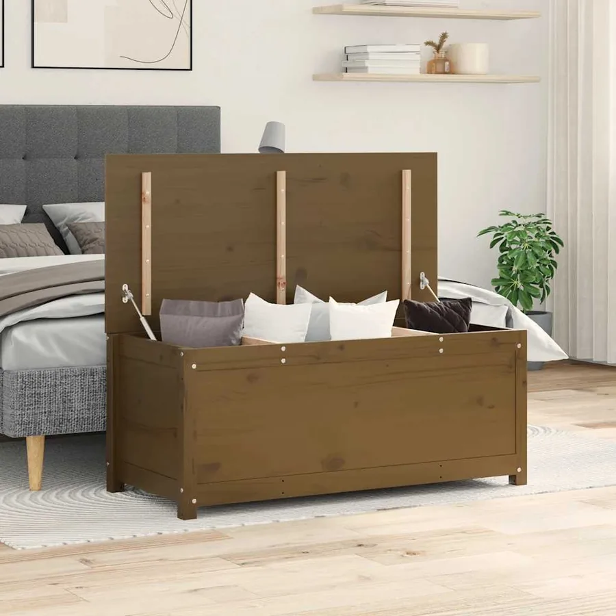 Boîte de rangement Marron miel 110x50x45,5cm Bois massif de pin