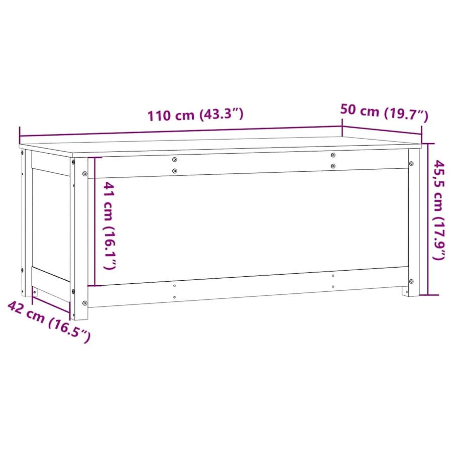 Boîte de rangement Marron miel 110x50x45,5cm Bois massif de pin - 12