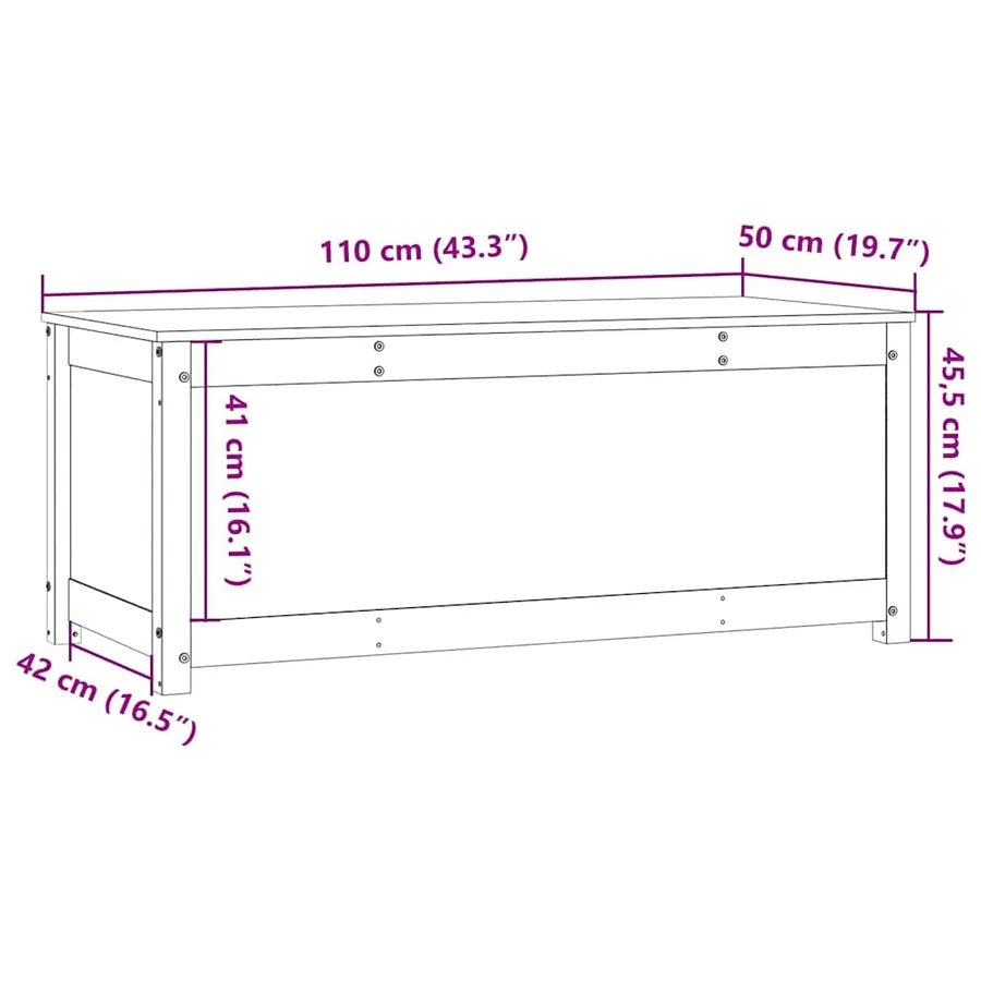 Boîte de rangement Blanc 110x50x45,5 cm Bois massif de pin - 12
