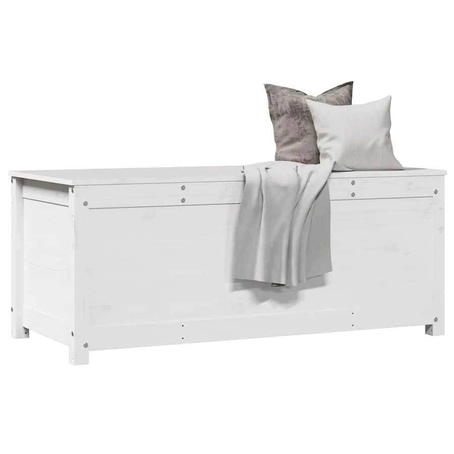Boîte de rangement Blanc 110x50x45,5 cm Bois massif de pin - 4