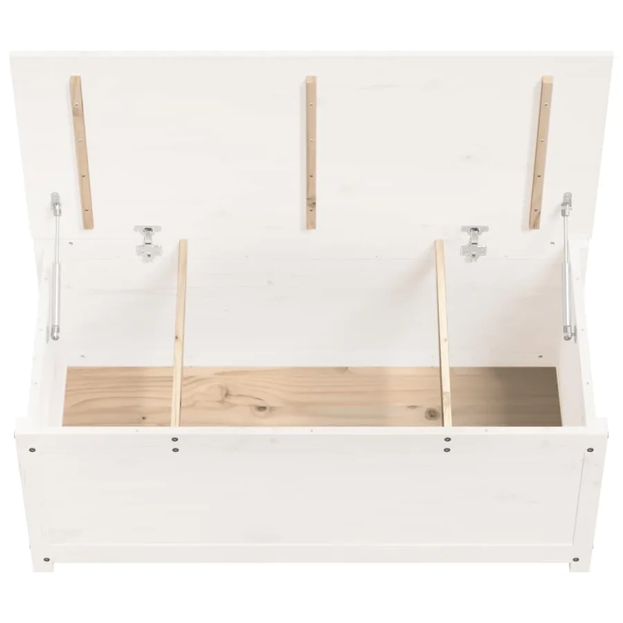 Boîte de rangement Blanc 110x50x45,5 cm Bois massif de pin - 8