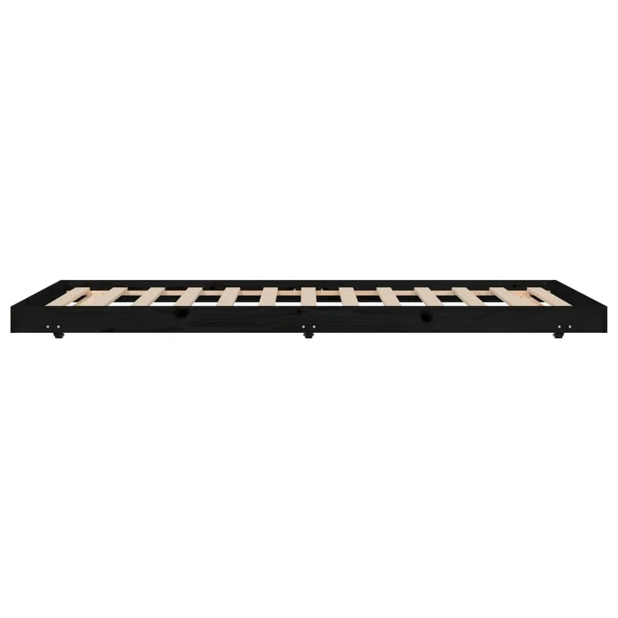 Cadre de lit sans matelas noir 100x200 cm bois massif de pin - 5