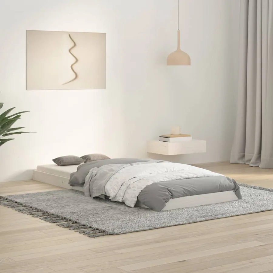 Cadre de lit sans matelas blanc 75x190 cm bois de pin massif