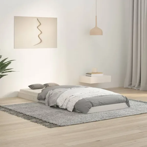 Cadre de lit sans matelas blanc 75x190 cm bois de pin massif