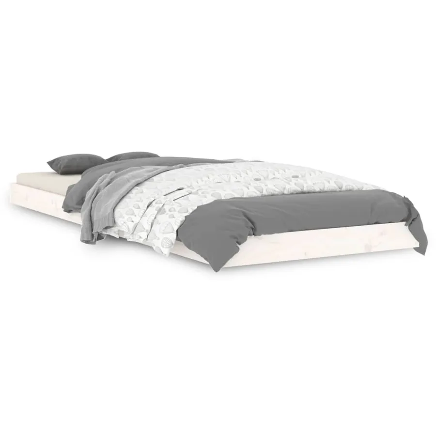 Cadre de lit sans matelas blanc 75x190 cm bois de pin massif - 2