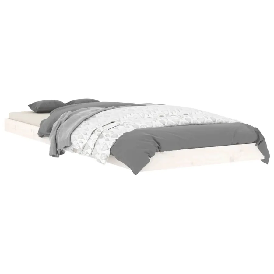 Cadre de lit sans matelas blanc 75x190 cm bois de pin massif - 3