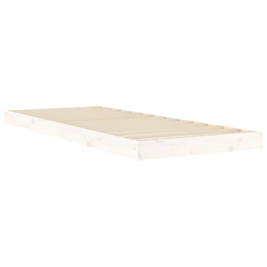 Cadre de lit sans matelas blanc 75x190 cm bois de pin massif - 4