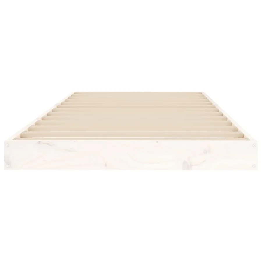 Cadre de lit sans matelas blanc 75x190 cm bois de pin massif - 5