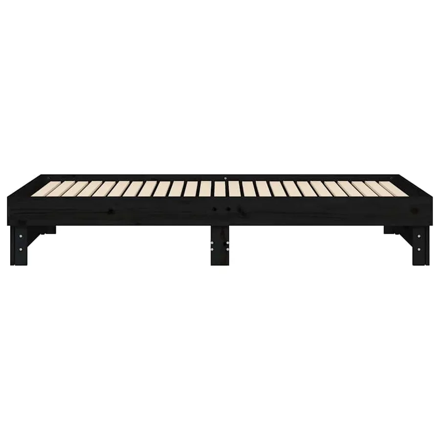 Lit coulissant sans matelas noir 2x(80x200)cm - 10