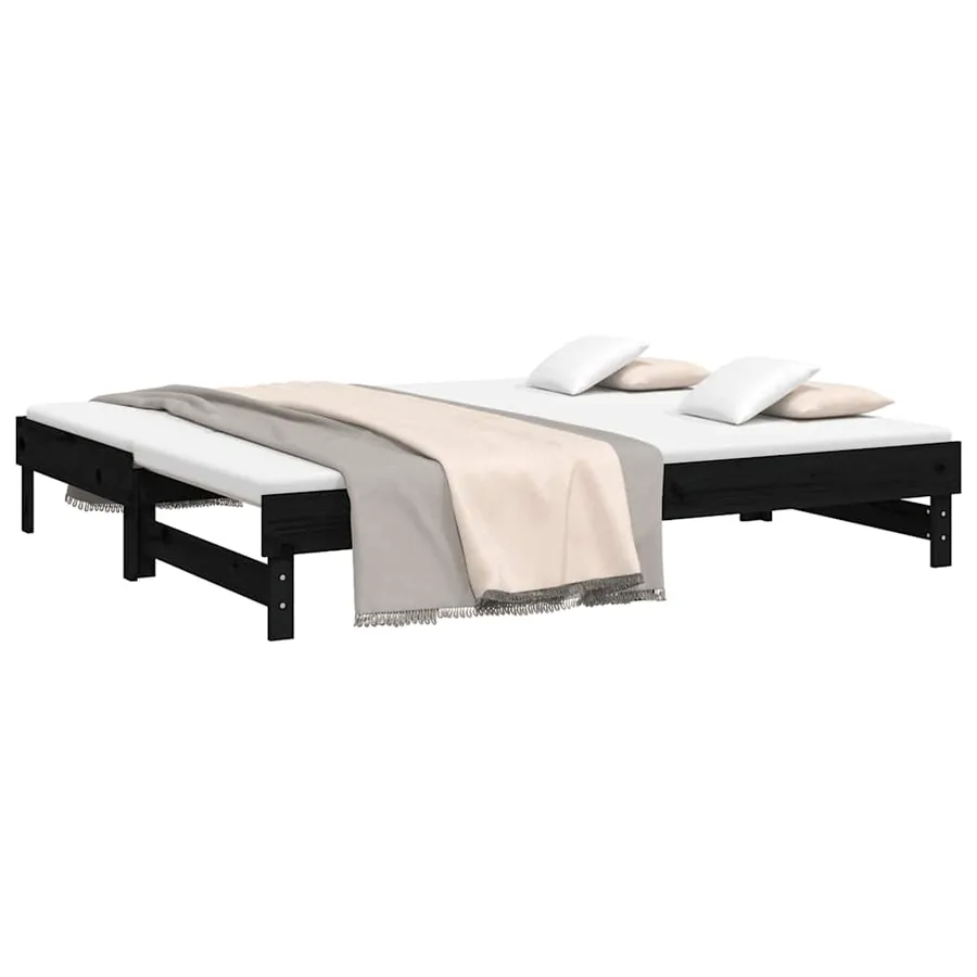 Lit coulissant sans matelas noir 2x(80x200)cm - 3