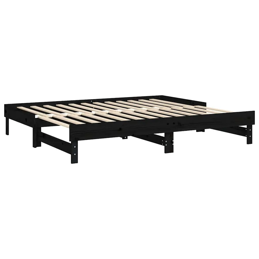 Lit coulissant sans matelas noir 2x(80x200)cm - 7