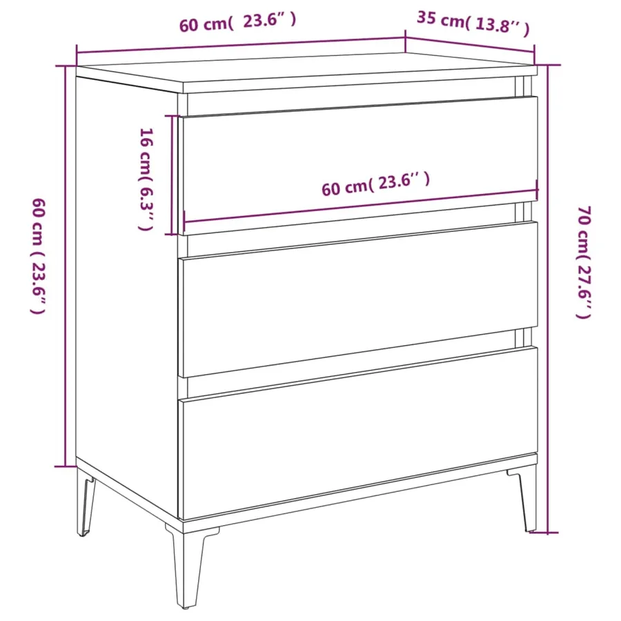 Buffet Chêne sonoma 60x35x70 cm Bois d'ingénierie - 9