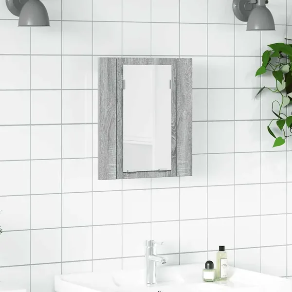 Armoire à miroir LED de salle de bain sonoma gris 40x12x45 cm