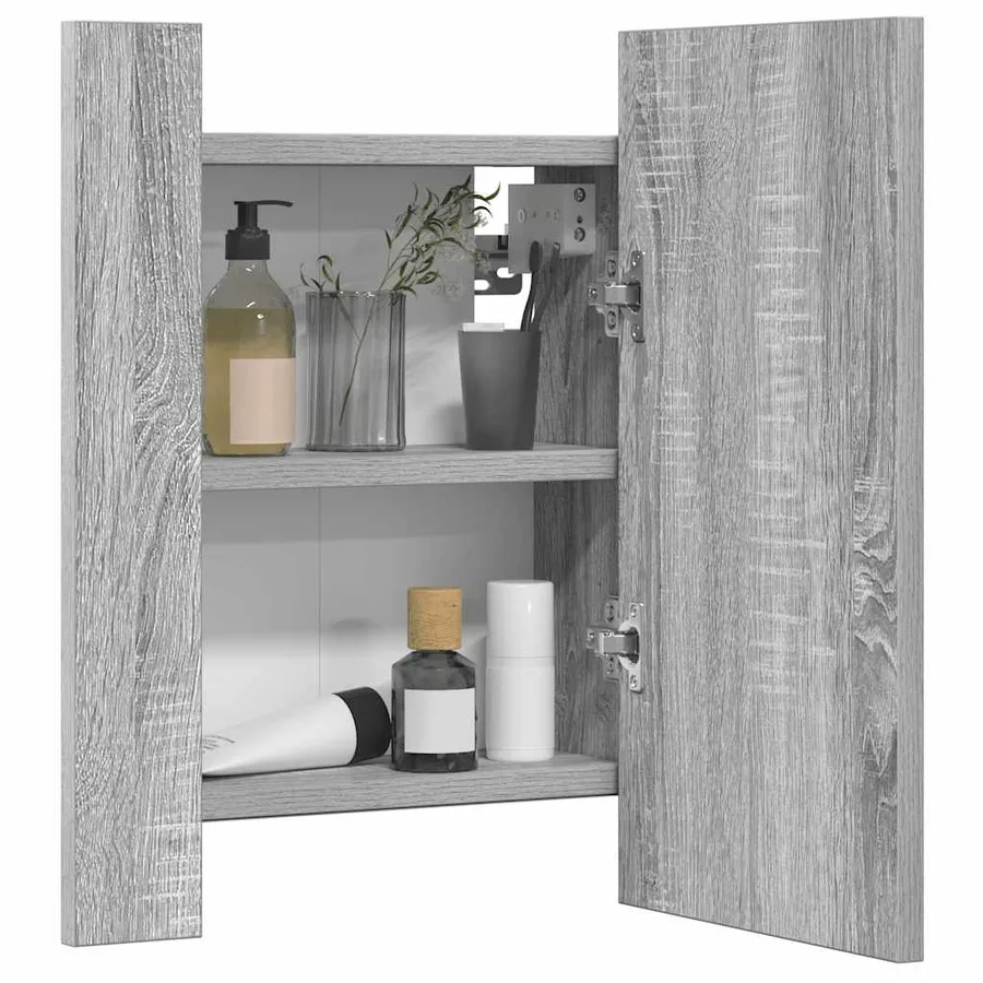 Armoire à miroir LED de salle de bain sonoma gris 40x12x45 cm - 3