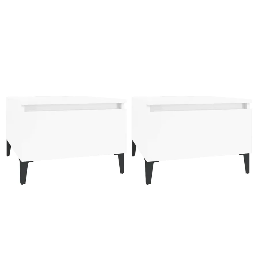 Tables d'appoint 2pcs Blanc brillant 50x46x35cm Bois ingénierie - 2