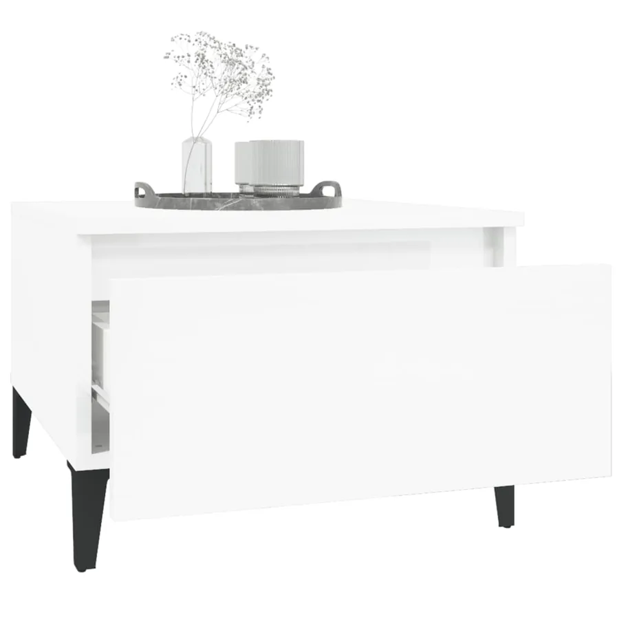 Tables d'appoint 2pcs Blanc brillant 50x46x35cm Bois ingénierie - 5