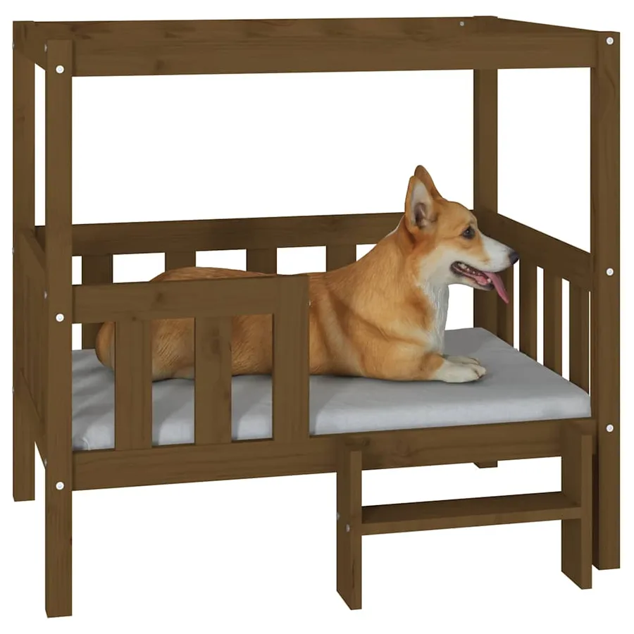 Lit pour chien Marron miel 95,5x73,5x90 cm Bois de pin solide - 4
