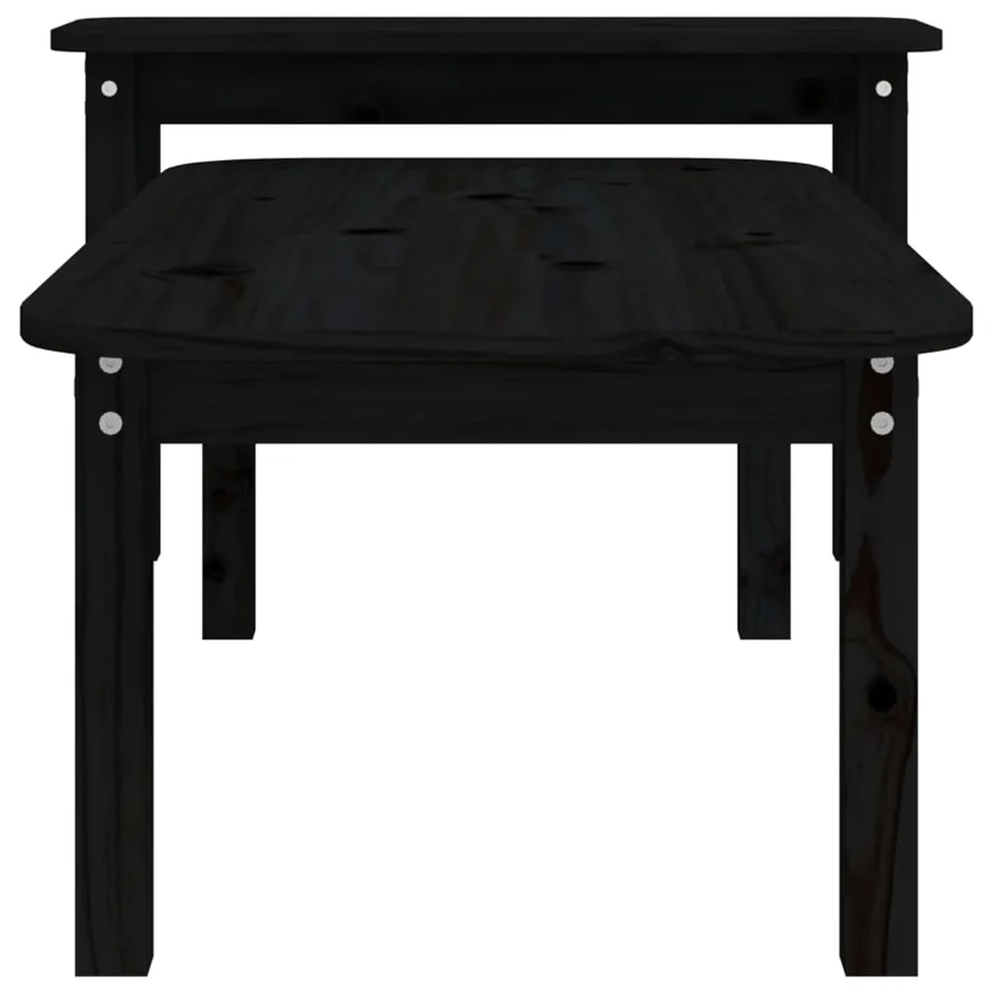 Ensemble de tables basses 2 pcs Noir Bois massif de pin - 7