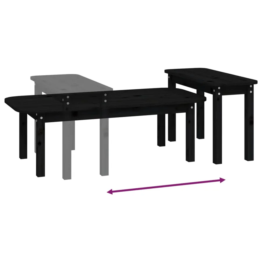 Ensemble de tables basses 2 pcs Noir Bois massif de pin - 8