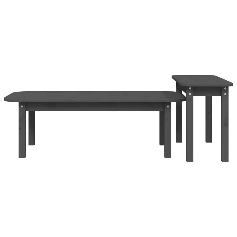 Ensemble de tables basses 2 pcs Gris Bois massif de pin - 6