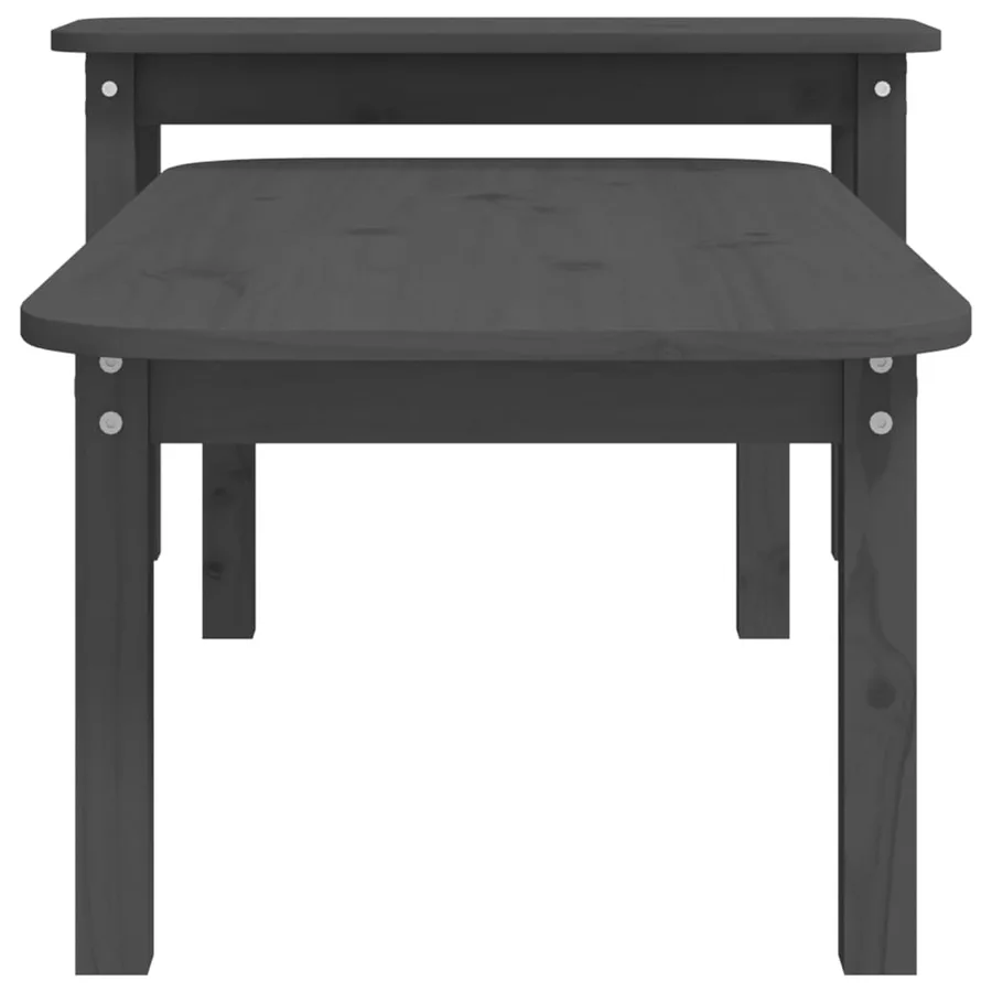 Ensemble de tables basses 2 pcs Gris Bois massif de pin - 7