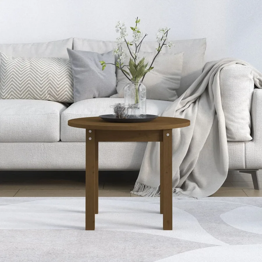Table basse Marron miel Ø 55x45 cm Bois massif de pin - 3