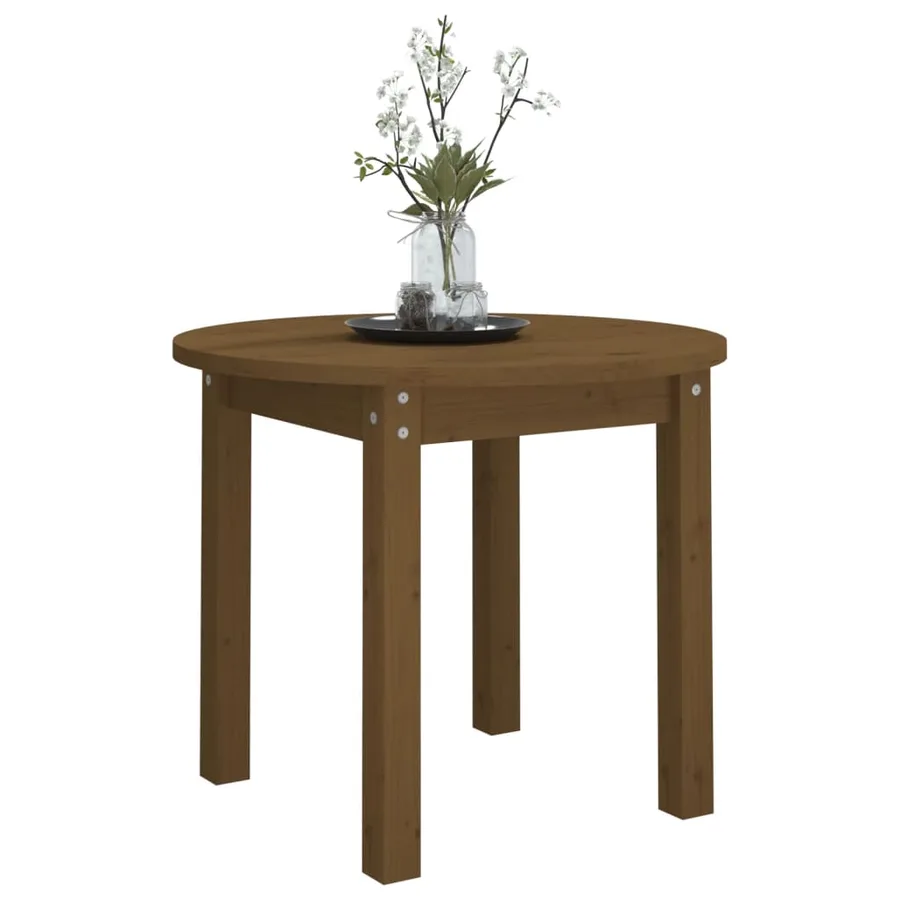 Table basse Marron miel Ø 55x45 cm Bois massif de pin - 4