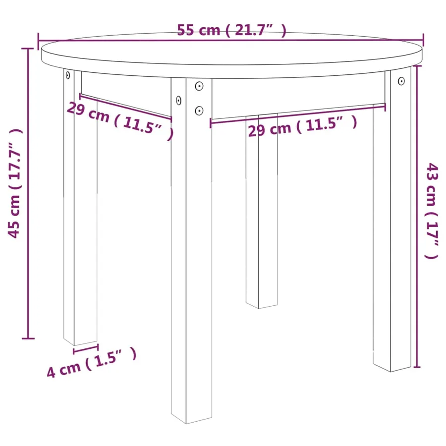 Table basse Marron miel Ø 55x45 cm Bois massif de pin - 8