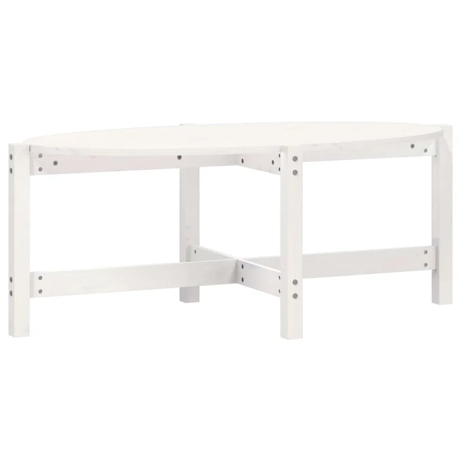 Table basse Blanc 118x63x45 cm Bois massif de pin - 2