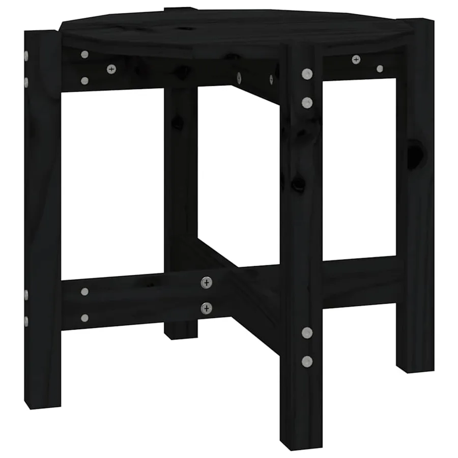 Table basse Noir Ø 52,5x45 cm Bois massif de pin - 2