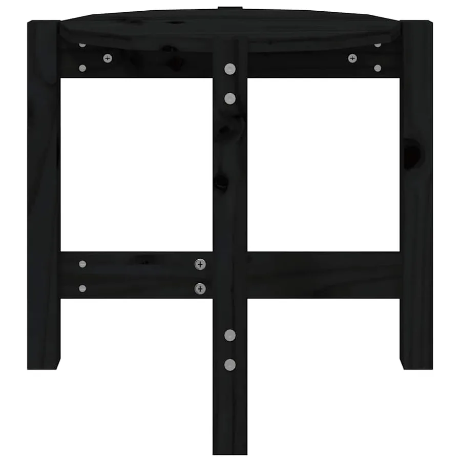 Table basse Noir Ø 52,5x45 cm Bois massif de pin - 5