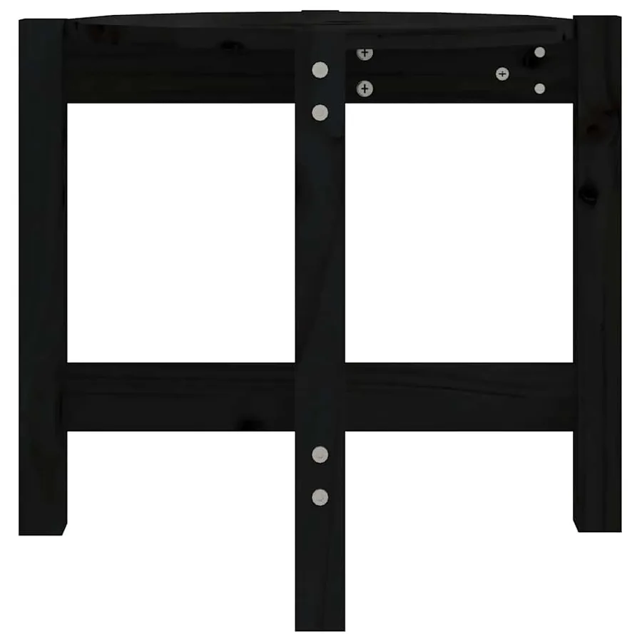 Table basse Noir Ø 52,5x45 cm Bois massif de pin - 6