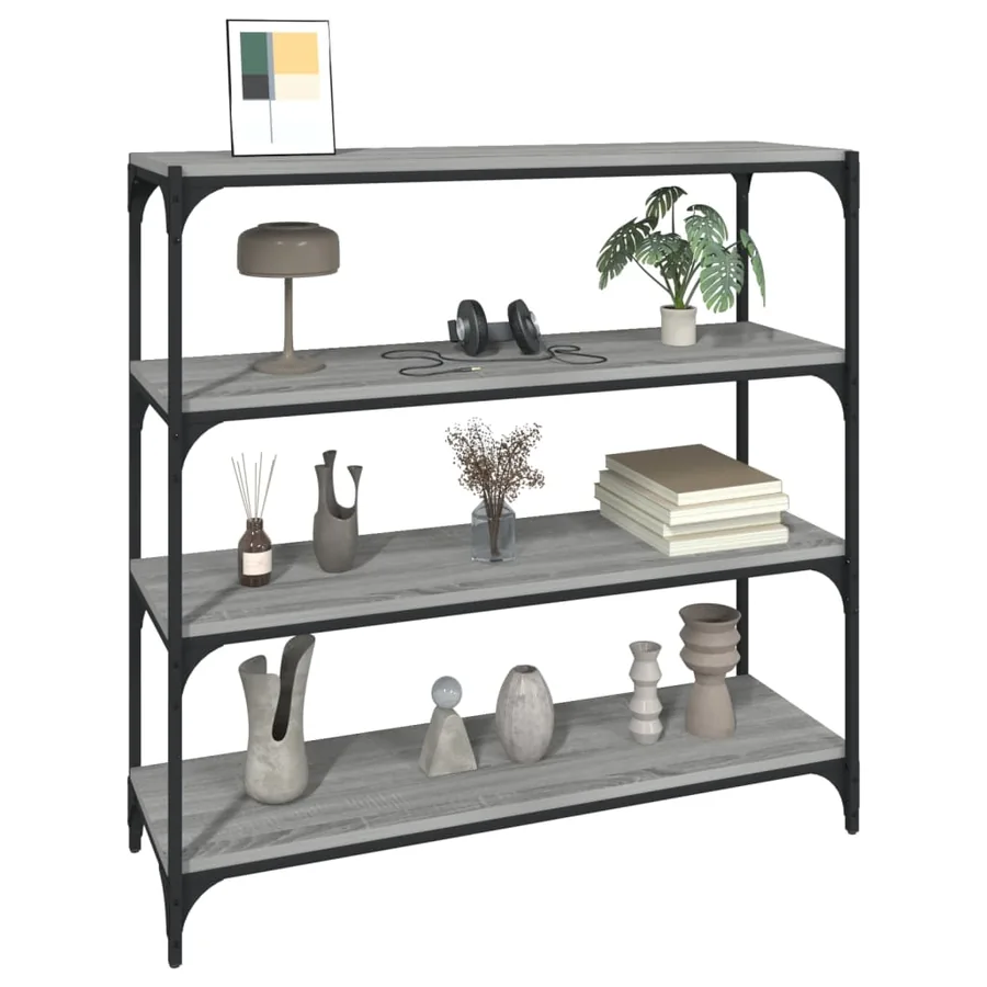 Bibliothèque Sonoma gris 100x33x100 cm Bois d'ingénierie acier - 4