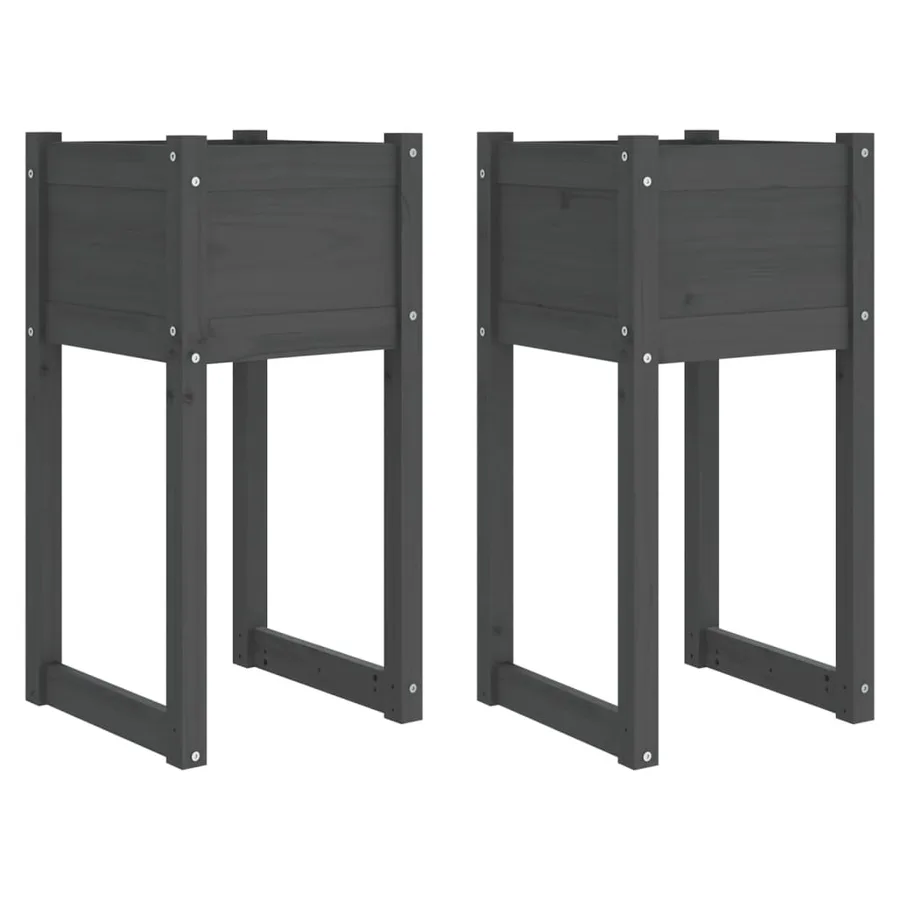 Jardinières 2 pcs Gris 40x40x81 cm Bois massif de pin - 2