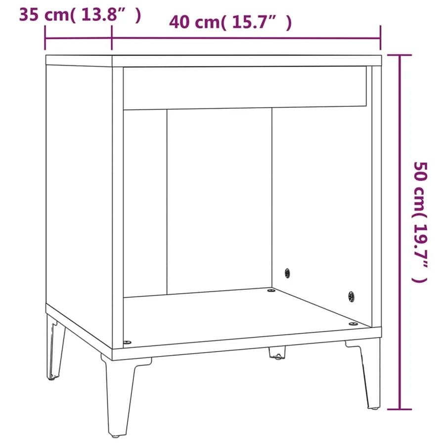 Table de chevet Gris béton 40x35x50 cm - 8