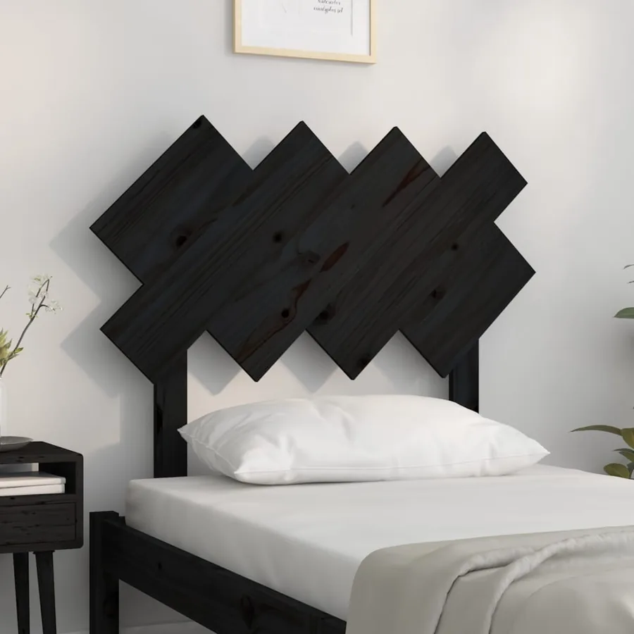 Tête de lit Noir 92x3x81 cm Bois massif de pin - 3